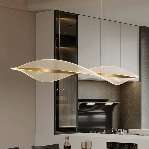 Modern LED Pendant Light Gold Rustic Kitchen Island Chandelier Height Adjustable Light Fixture
