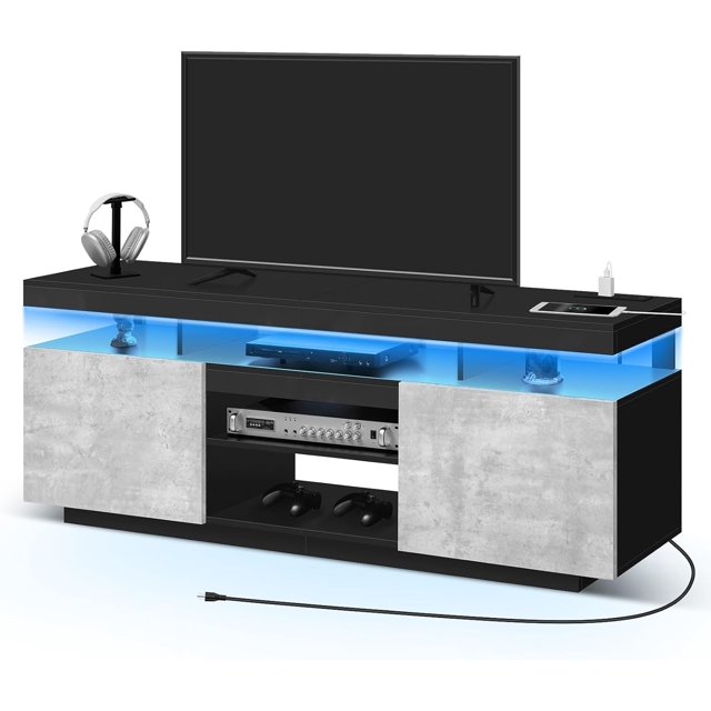 Modern LED TV Stand for 65/60/55 inch TV with Power Outlets Gaming TV