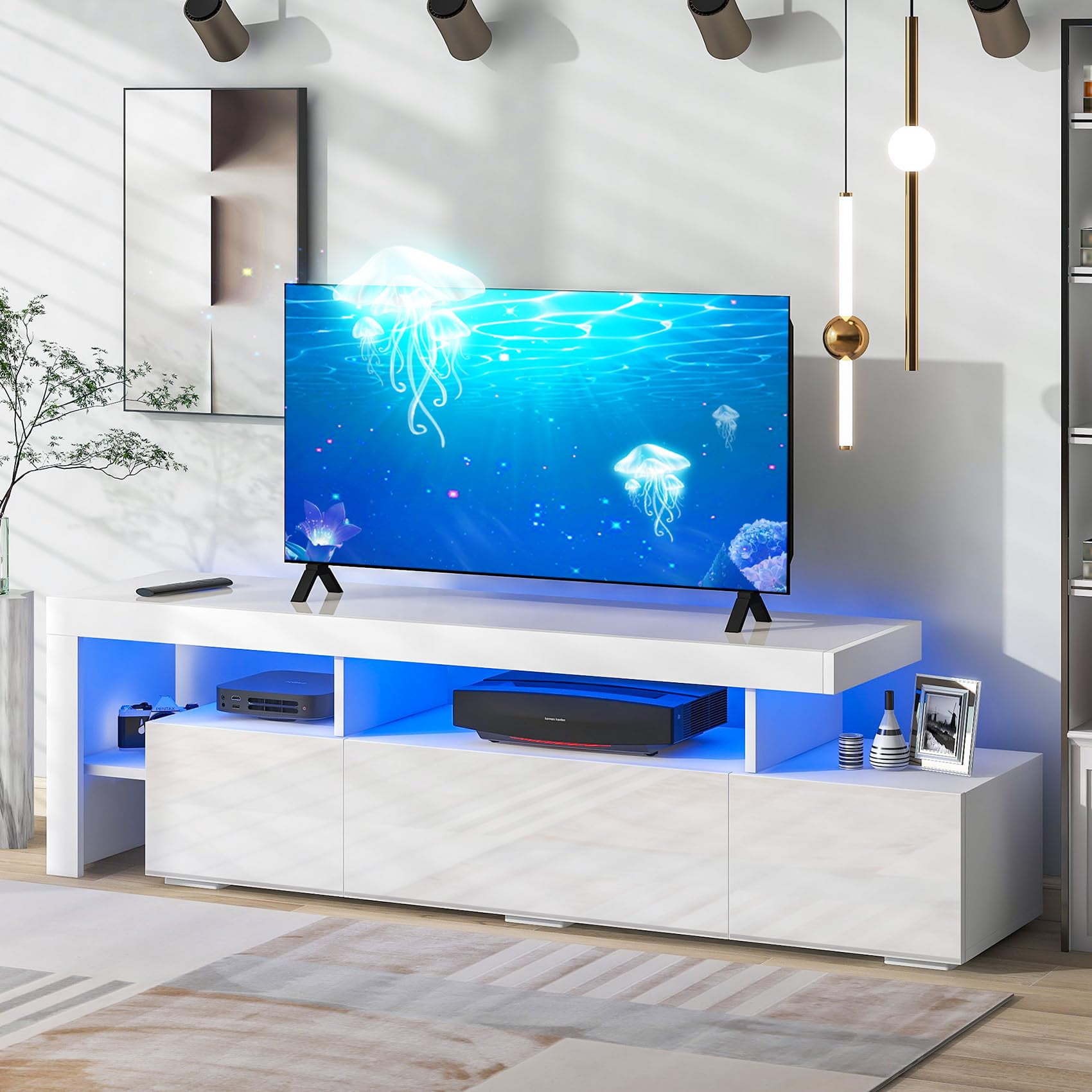 Modern LED TV Stand For 70 Inch TV White Entertainment Center With LED modern-led-tv-stand-for-70-inch-tv-white-entertainment-center-with-led