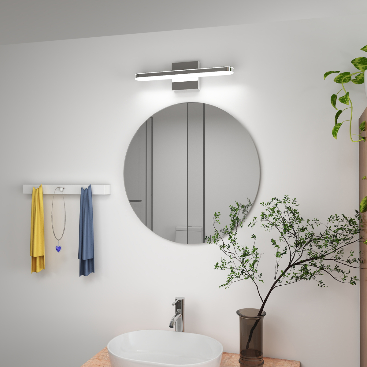 Modern LED Vanity Lights for Bathroom 32IN 16W Daylight White Chrome Light Fixtures Bathroom Lights Over Mirror Vanity Lighting Fixtures Vanity Light On-Site