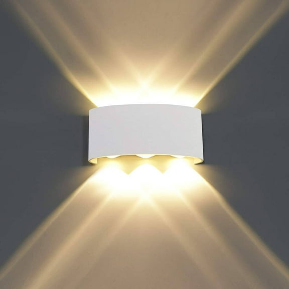 Modern LED Wall Light Indoor Wall light Up & Down Bedroom Lamp Light Warm White Light (White Shell)