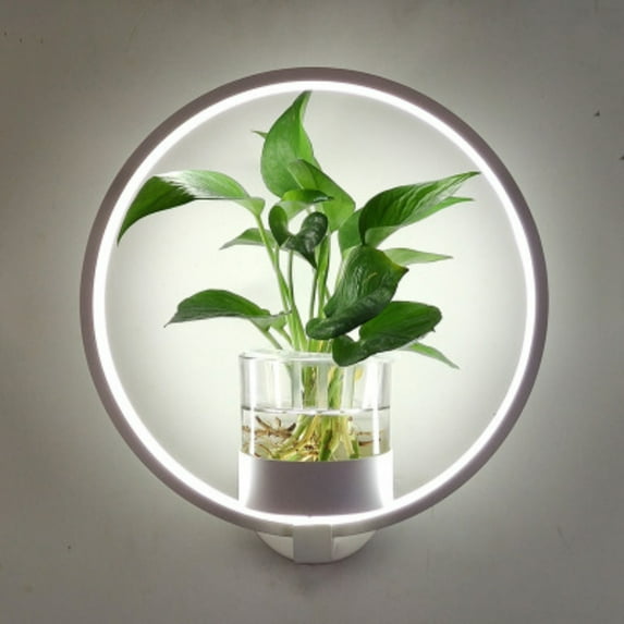 Modern LED Wall Light with Flower Pot, 3000K Warm White Ring Wall Lamp for Living Room, Bedroom, Hallway, Balcony, Staircase Indoor Lighting