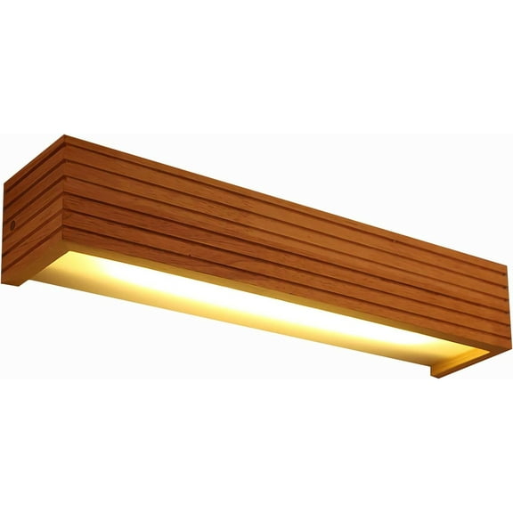 Modern LED Wall Sconces, Dimmable Wood Wall Light Fixtures Indoor,Vintage Bedside Wall Lamp for Bedroom, Bathroom, Living Room, Hallway,6500k,35cm