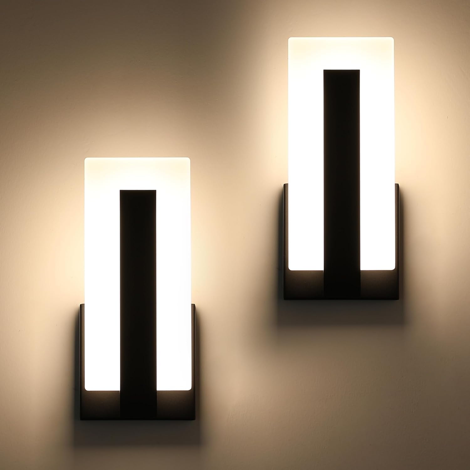 Modern LED Wall Sconces Up and Down Wall Mount Light Black 3000K Warm ...