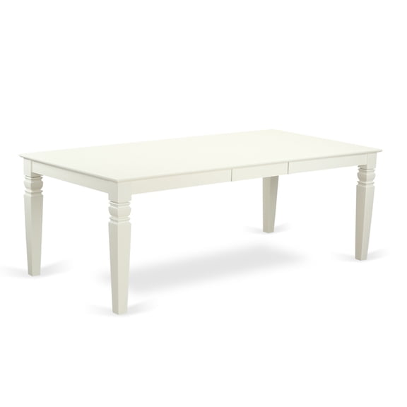Modern LGEN5-LWH-06 Dining Set: Rectangular Table with Leaf, 4 Parson Chairs. Linen White & Dark Shitake. Solid Wood. Comfortably seats 4-8. Durable & Budget-friendly.