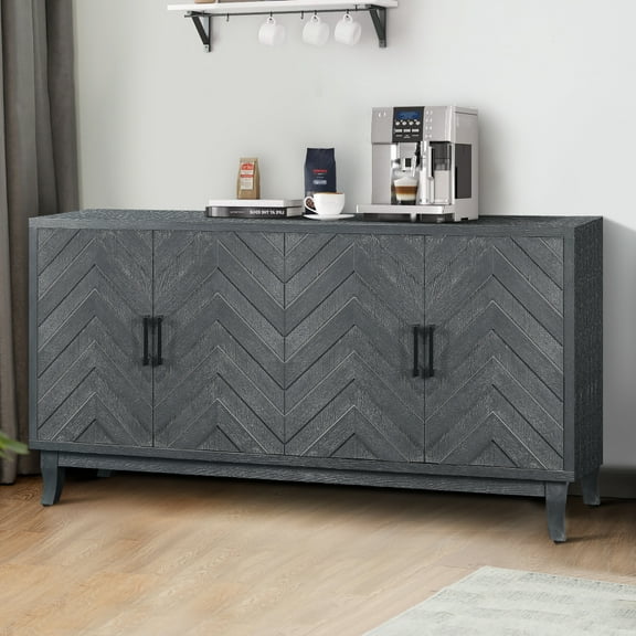 Modern Lacquered Accent Storage 4 Door Wooden Cabinets,Thickened Sideboard Cabinet for Entryway, Living Room