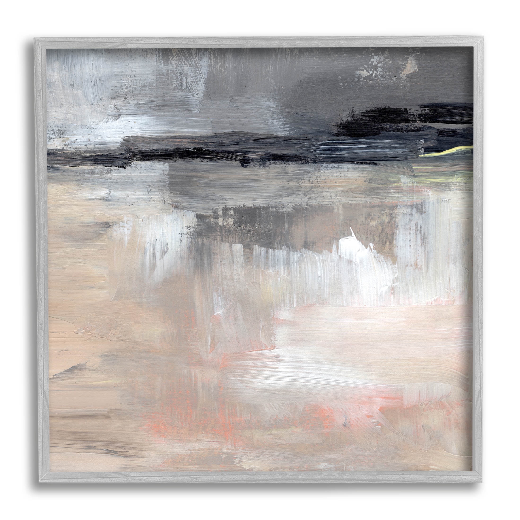 Modern Lake Reflection Scenery Abstract Painting Gray Framed Art Print Wall Art