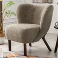 thumbnail image 1 of Modern Lambskin Sherpa Accent Chair, Upholstered Tufted Leisure Side Chair with thick Wingback and Walnut Color Solid Wood Legs, Comfy Single Sofa Lounge Chair for Living Room Bedroom, Light Brown, 1 of 7