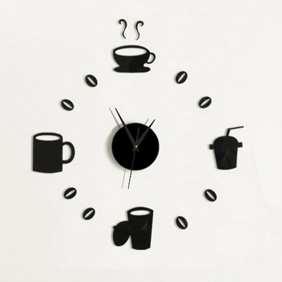Modern Large Diy Wall Clock 3D Black Number Sticker Home Office Decor Watch Hot 2#