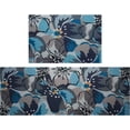 thumbnail image 1 of Modern Large Floral Kitchen Rugs Set 2 Piece Blue Decorative Rug Runner Low-Profile Floor Mats Decorations for Home Kitchen (17"x48"+17"x24"), 1 of 6