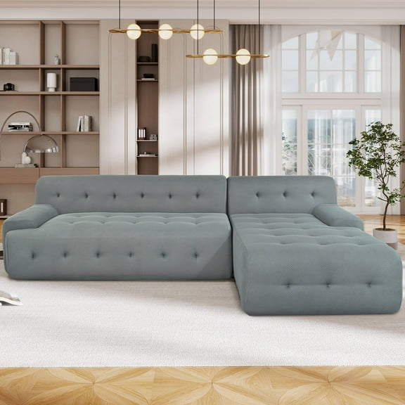 Modern Large L-Shaped Modular Sofa, Minimalist Style, 2-Piece Set with Free Combinations, Suitable for Living Rooms, Apartments, and Lounges (Grey)