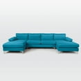 Modern Large Linen Fabric UShape Sectional Sofa Double Extra Wide