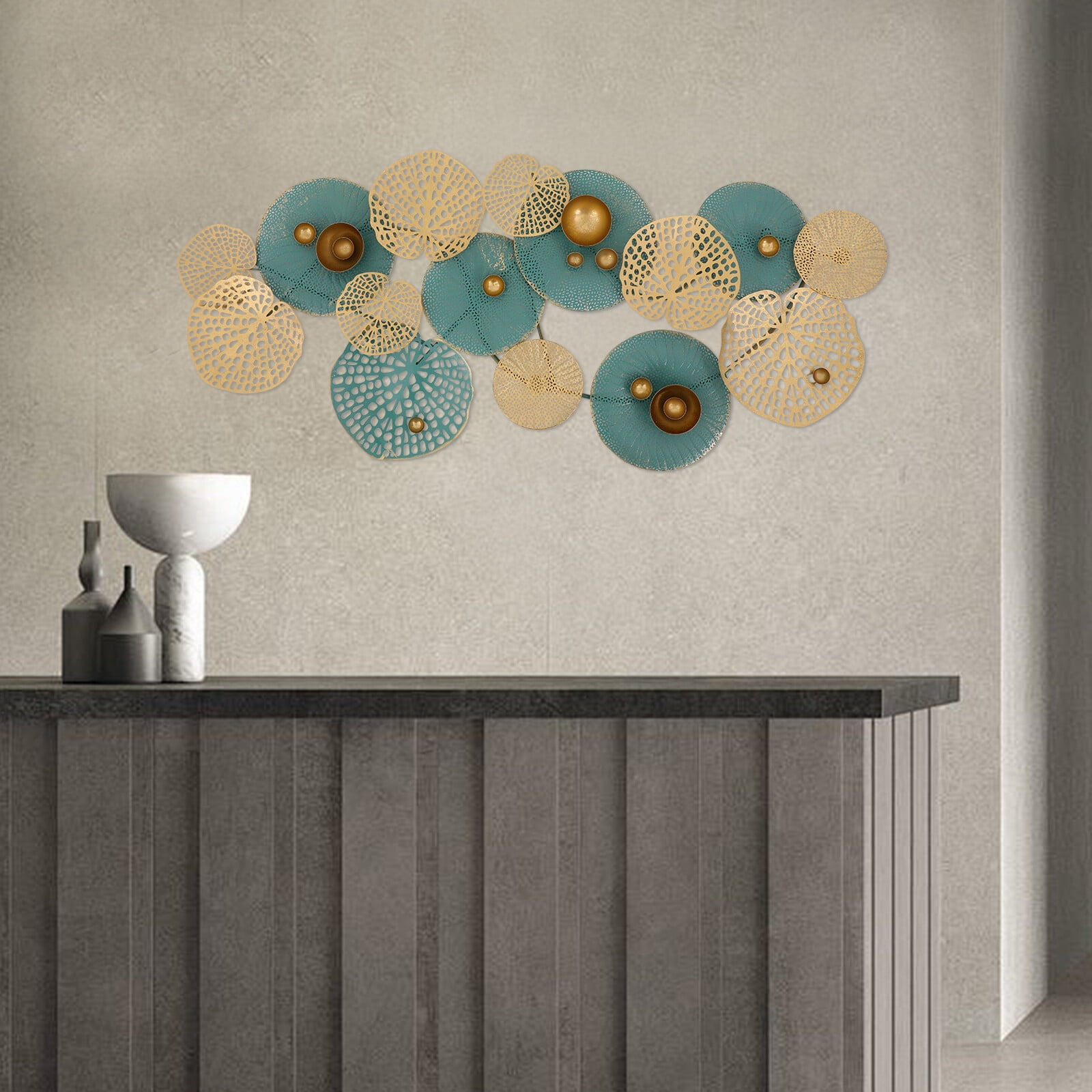 Indoor Outdoor Metal Wall Art Sculpture Large Luxury Lotus Leaf Metal ...