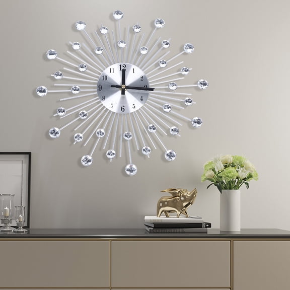 Modern Large Luxury Wall Clock 3D Metal Wall Watch Silent Home Living Room Decor (Battery Not Included)
