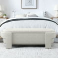 thumbnail image 1 of Modern Large Storage Entry Bench in Cream Linen Upholstery with Foam Padding - Ideal for Living Spaces, 1 of 9