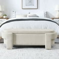 thumbnail image 1 of Modern Large Storage Entry Bench in Cream Linen Upholstery with Foam Padding - Ideal for Living Spaces, 1 of 9