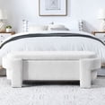 thumbnail image 1 of Modern Large Storage Entry Bench in Cream Linen Upholstery with Foam Padding - Ideal for Living Spaces, 1 of 9