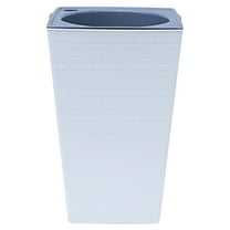 Modern Large Tall Planter with Drainage Holes - Brick-Textured Square Indoor/Outdoor Plant Pot, Lightweight Self-Watering Planter for Home, Office, Porch, Deck - 1 Pack