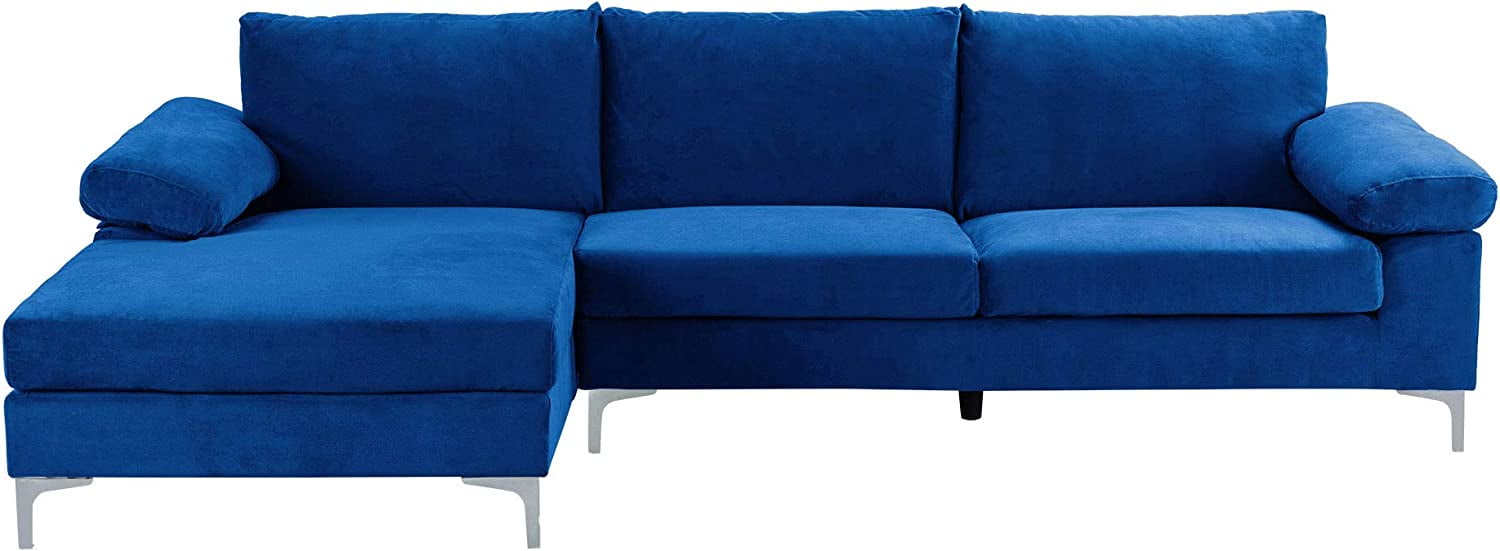 Modern Large Velvet Fabric Sectional Sofa LShape Couch with Extra Wide