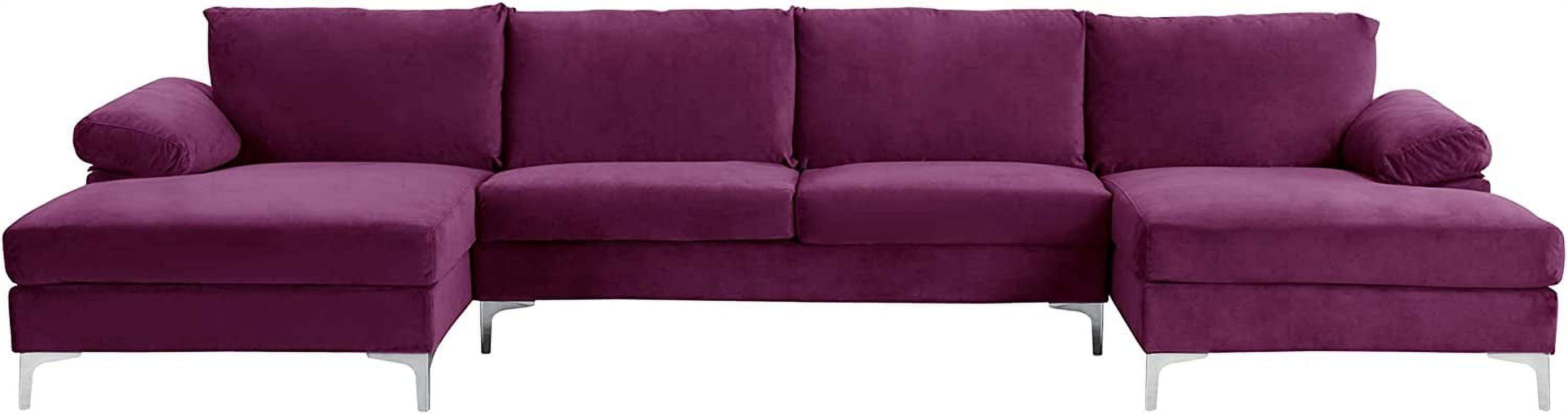 Modern Large Velvet Fabric UShape Sectional Sofa Double Extra Wide