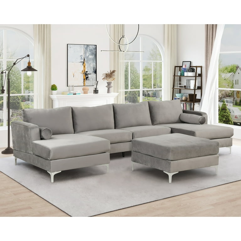 Large Velvet U Shape Sectional Sofa