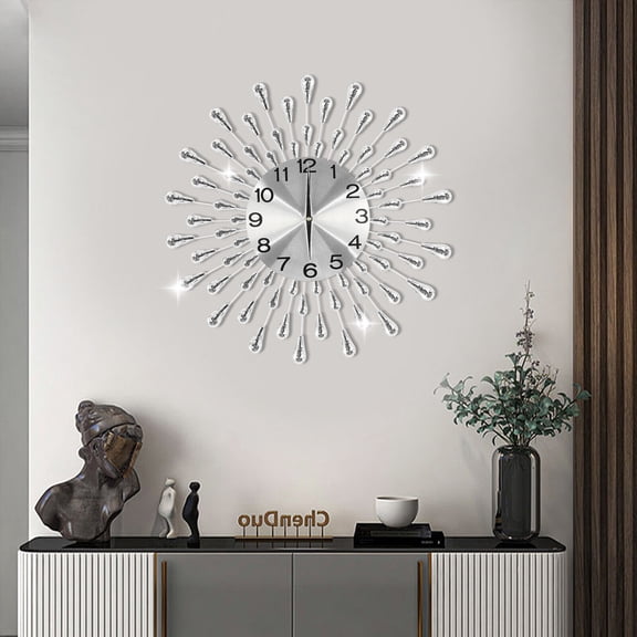 Modern Large Wall Clock Big Crystal Non-Ticking Quiet Wall Clock Home Decor - 19.7 inch