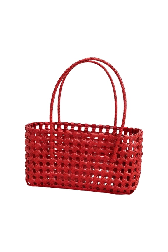 Modern Lattice Weave PVC Handbag Offering Spacious Compartment And Lightweight