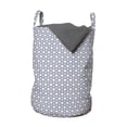 thumbnail image 1 of Modern Laundry Bag, Abstract Concept Stars Ornaments Triangular Shapes in Geometric Design, Hamper Basket with Handles Drawstring Closure for Laundromats, 13" x 19", Ceil Blue and White, by Ambesonne, 1 of 4
