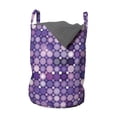 thumbnail image 1 of Modern Laundry Bag, Geometrical Violet Circles Round Disco Inspired Design Work of Art, Hamper Basket with Handles Drawstring Closure for Laundromats, 13" x 19", Baby Pink Purple, by Ambesonne, 1 of 4
