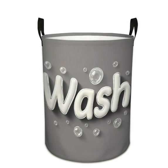 Modern Laundry Room_ Print Laundry Basket & Storage Bin - Foldable Large Capacity Round Hamper for Bedroom, Laundry Room, Dorm