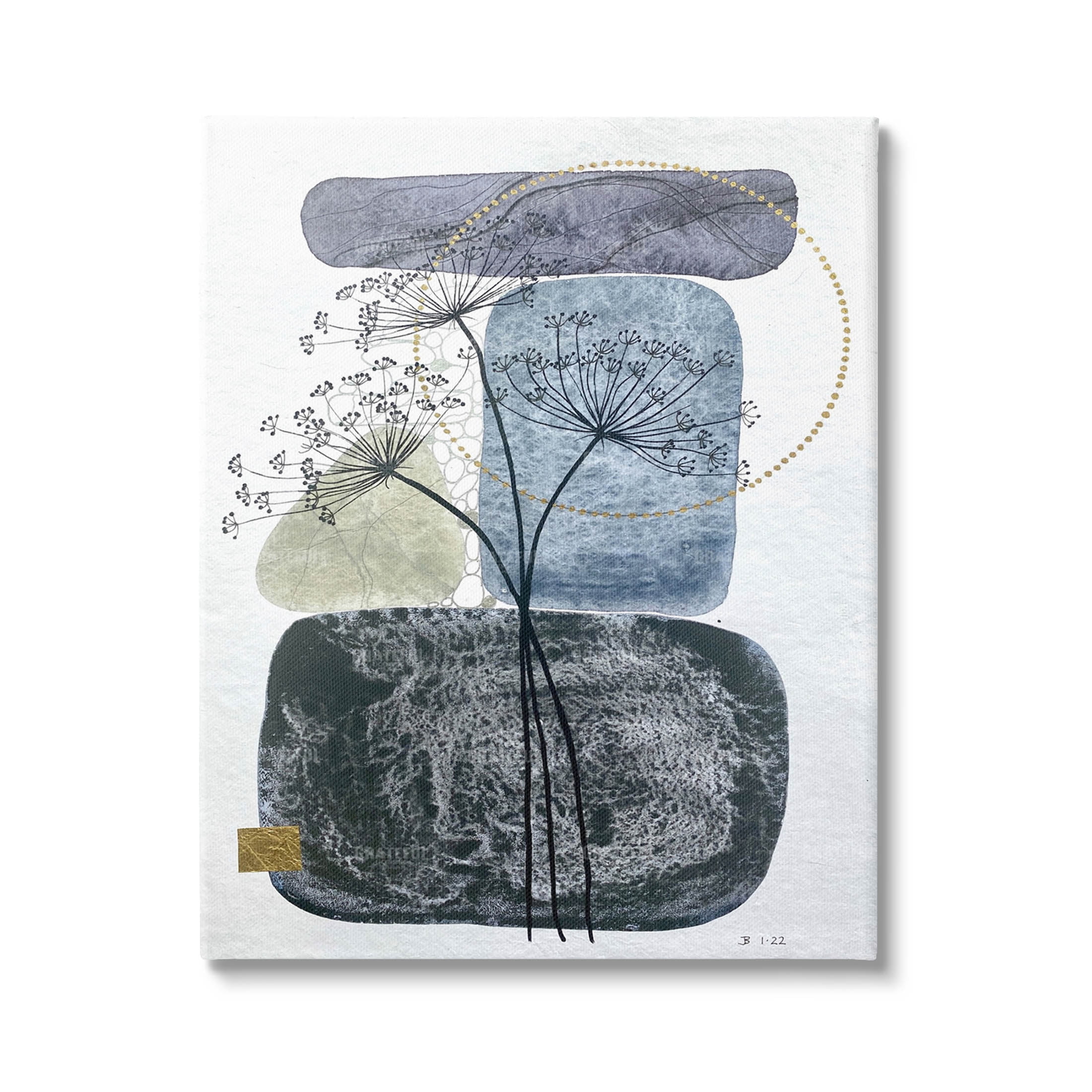 Modern Layered Botanical Pebbles Abstract Graphic Art Gallery Wrapped Canvas Print Wall Art