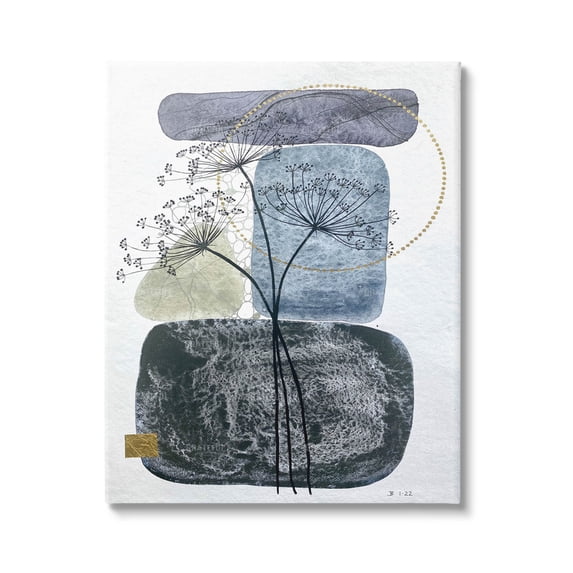 Modern Layered Botanical Pebbles Abstract Graphic Art Gallery Wrapped Canvas Print Wall Art