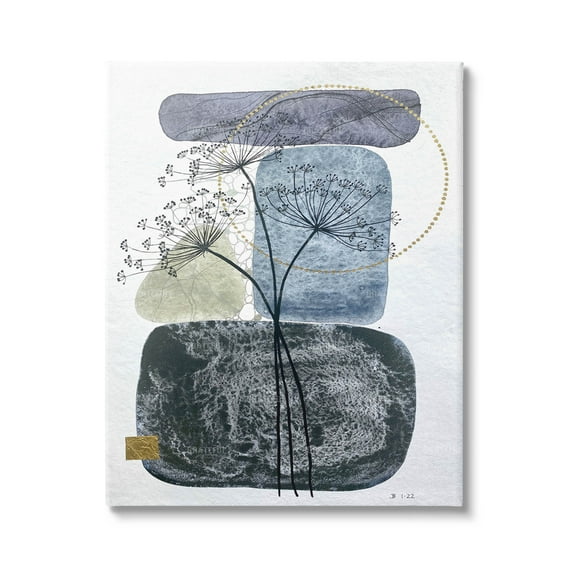 Modern Layered Botanical Pebbles Abstract Graphic Art Gallery Wrapped Canvas Print Wall Art