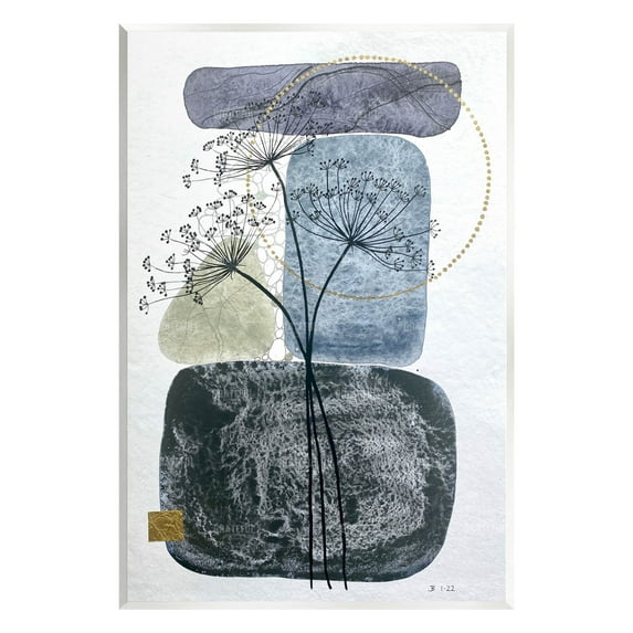 Modern Layered Botanical Pebbles Abstract Graphic Art Unframed Art Print Wall Art