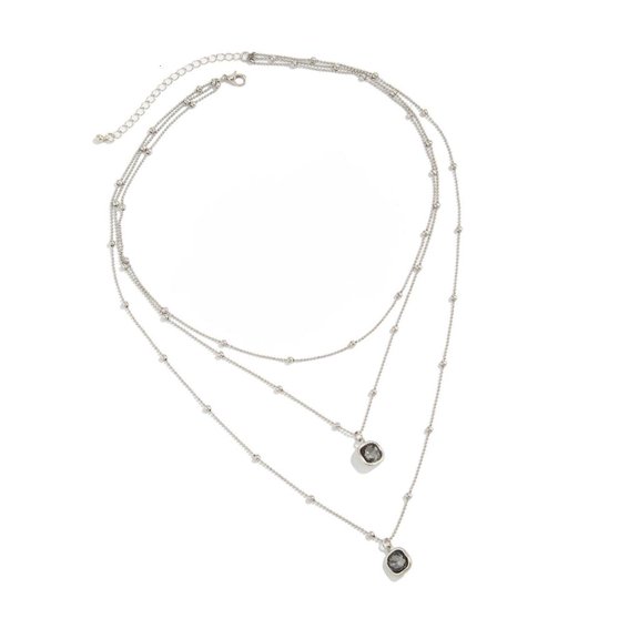 Modern Layering Alloy Necklace Geometric Acrylic Rhinestones Charm Lightweight Clavicle Chain Stylish Jewelry Gift