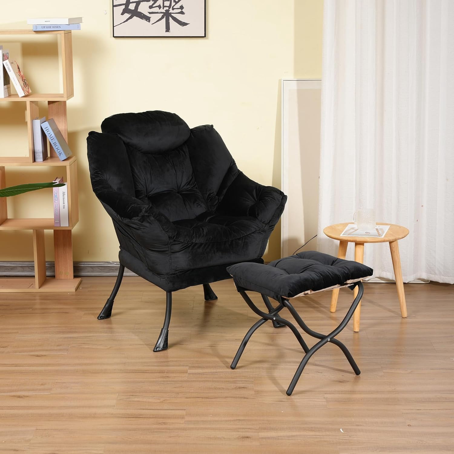 Modern Lazy Chair with Ottoman, Comfortable Lounge Chair for Bedroom ...