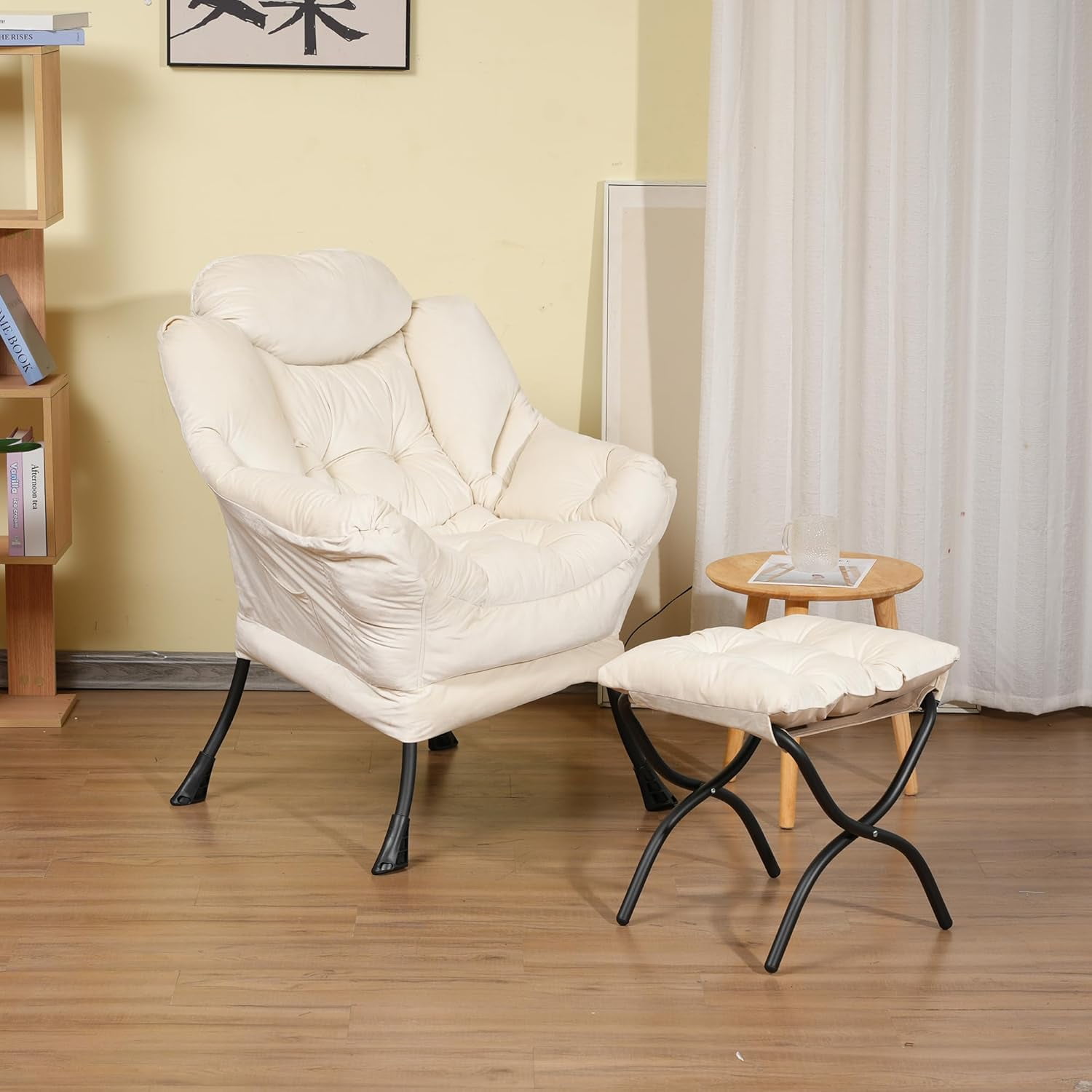 Modern Lazy Chair with Ottoman, Comfortable Lounge Chair for Bedroom ...