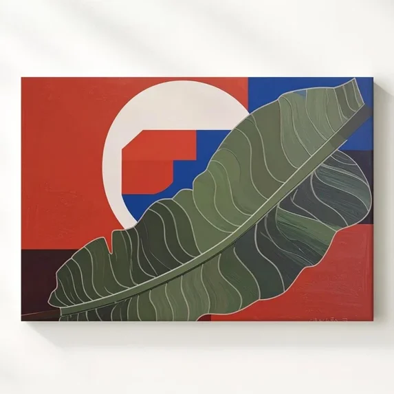 Modern Leaf & Geometry Posterminimalist Abstract Nature-Inspired Art ...
