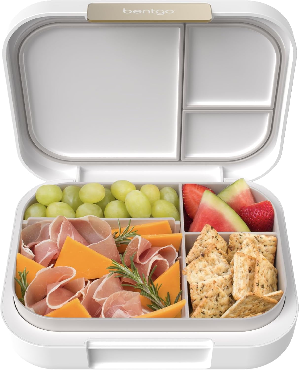 Modern - Leak-Resistant Bento Lunch Box For Adults, Teens, & Larger Appetites; Reusable BPA-Free Meal Prep Container with 3 or 4 Compartments, Dishwasher/Microwave Safe; 44oz (White)