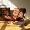 thumbnail image 1 of Modern Leather Accent Chair – 39" Tall – Faux Leather – 350 lb Capacity – Wingback Design – Metal X-Leg Base, 1 of 19