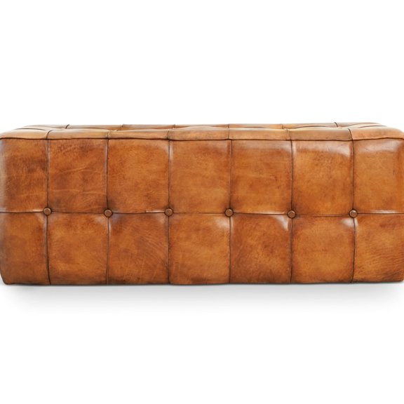 Modern Leather Bench of Mid - Century Type | Suitable for Multiple Scenes | Genuine Leather and Solid Wood | Creates Elegant Home Atmosphere