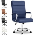 thumbnail image 1 of Modern Leather Conference Room Chair, High Back Home Office Chair – Adjustable Height Swivel Executive Computer Chair with Padded Seat & Armrest (White Frame with Gold Accents), 1 of 16