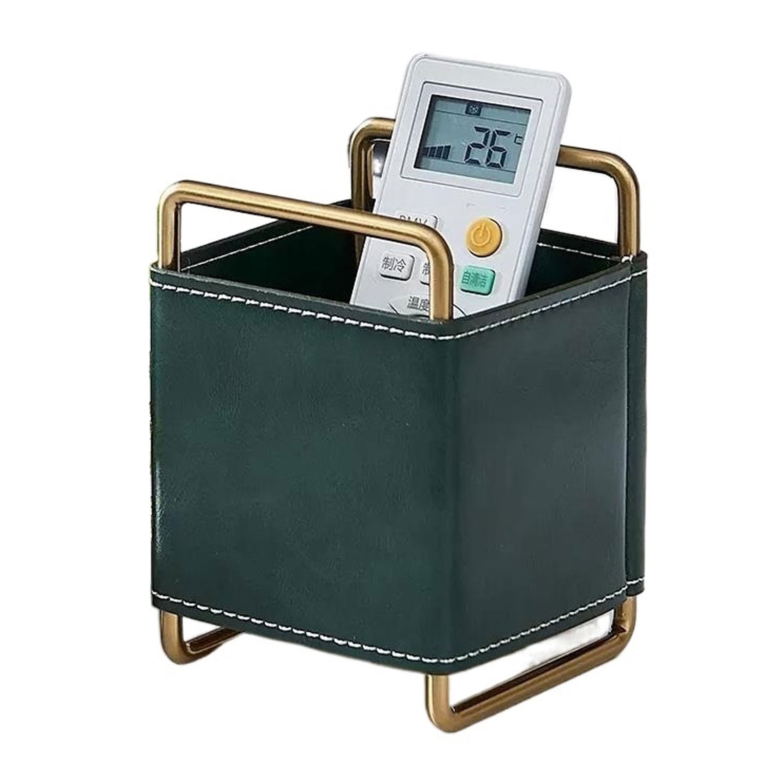 Modern Leather Desk Organizer Remotes Caddy Tabletop Desktop Office Supplies Desk Accessories Holder, Remote Control Storage Box, Pen Holder Desktop Decoration