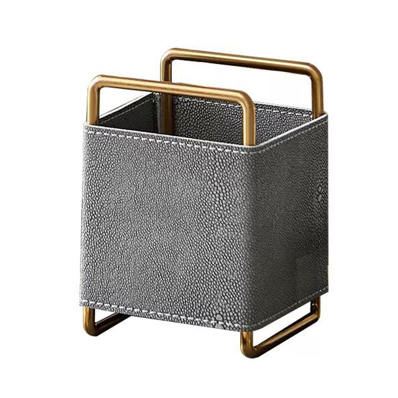Modern Leather Desk Organizer Remotes Caddy Tabletop Desktop Office Supplies Desk Accessories Holder, Remote Control Storage Box, Pen Holder Desktop Decoration