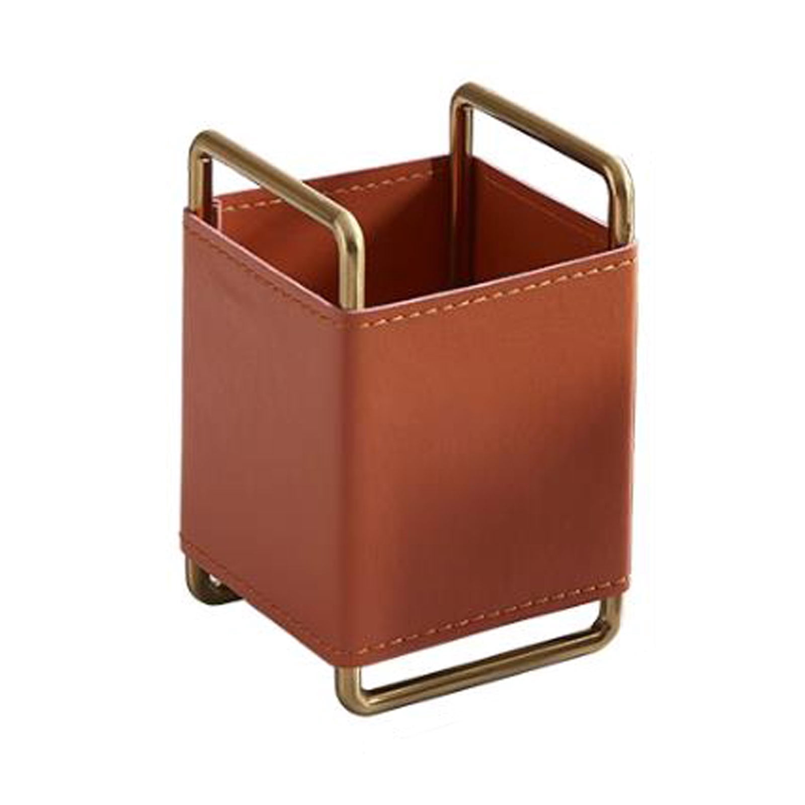 Modern Leather Desk Organizer Remotes Caddy Tabletop Desktop Office Supplies Desk Accessories Holder, Remote Control Storage Box, Pen Holder Desktop Decoration