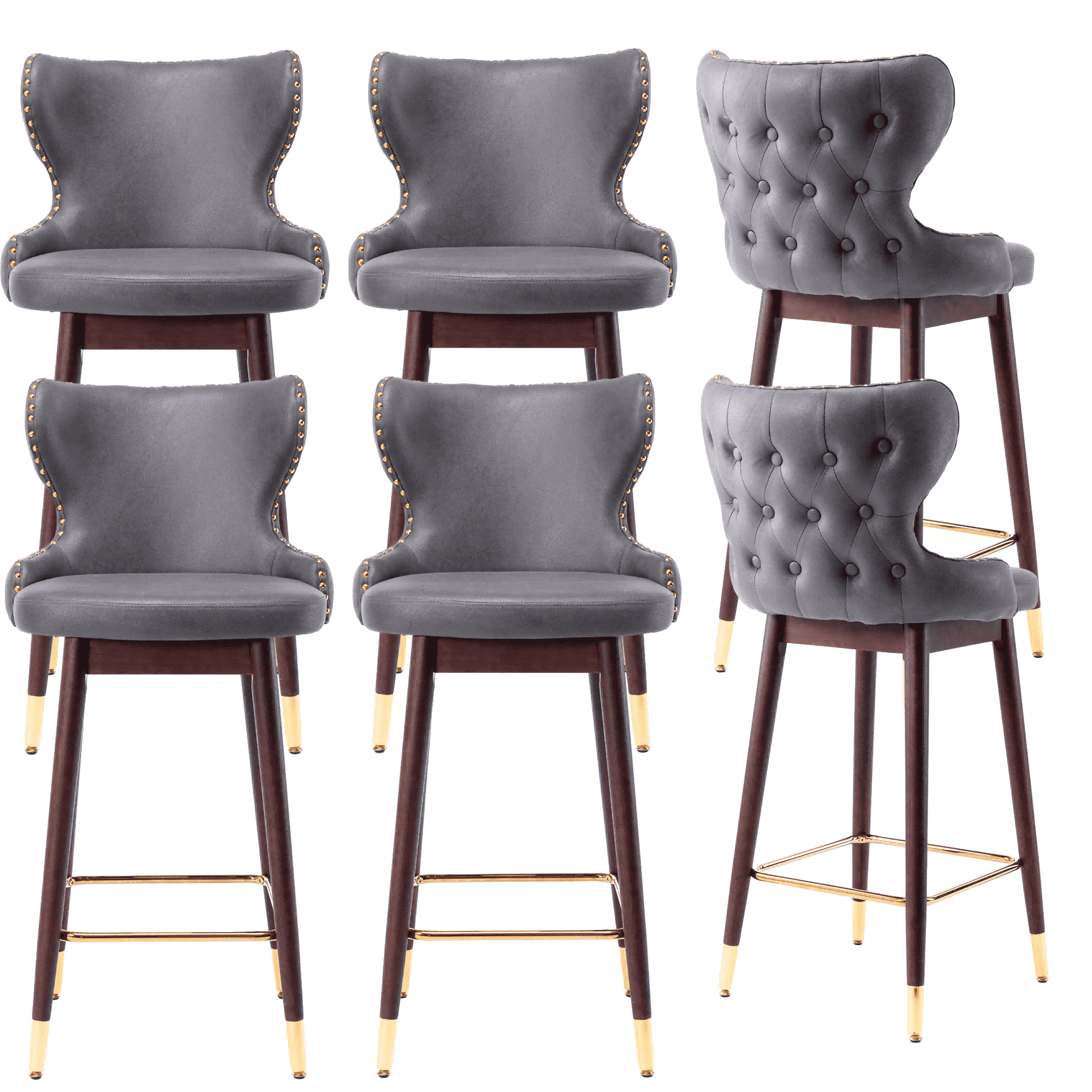 Modern Leather Fabric Upholstered Bar Stools, Barstools with Backs and