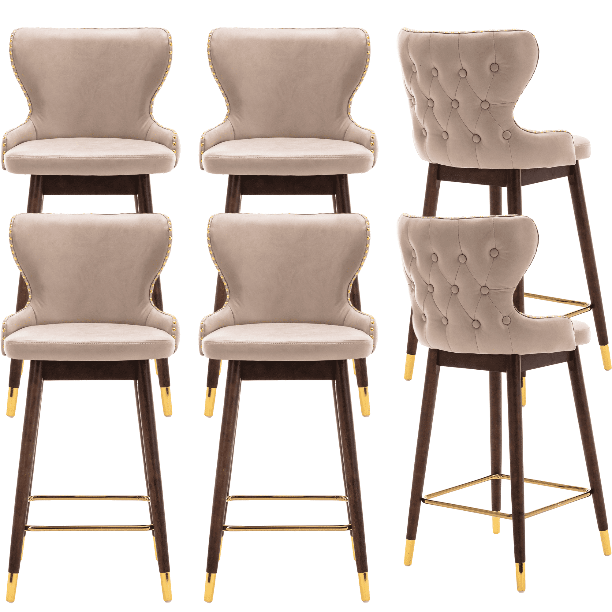 Modern Leather Fabric Upholstered Bar Stools, Barstools with Backs and