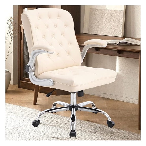 Modern Leather Office Chair, -Back Ergonomic Executive Desk Chair with Up Arm, Century Swivel Task Chair, Rocking Computer Chair with Wheels for Home Office, Meeting Room