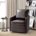 thumbnail image 1 of Modern Leather Swivel Chair Barrel Chair, Accent Armchair With Removable Pillow for Living Room Brown, 1 of 8