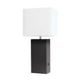 thumbnail image 1 of Modern Leather Table Lamp with USB & White Fabric Shade, Brown, 1 of 1